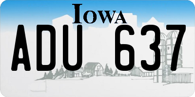 IA license plate ADU637