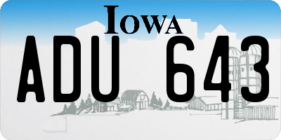 IA license plate ADU643