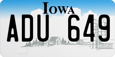 IA license plate ADU649