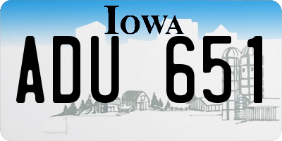 IA license plate ADU651