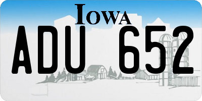IA license plate ADU652
