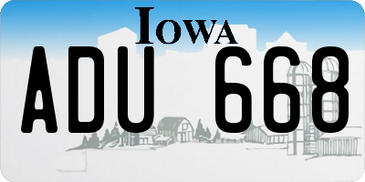 IA license plate ADU668