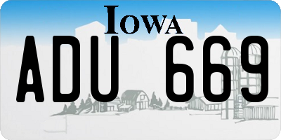 IA license plate ADU669
