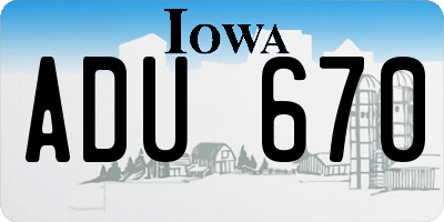 IA license plate ADU670