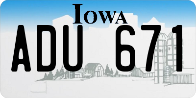 IA license plate ADU671