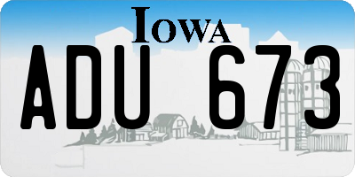 IA license plate ADU673