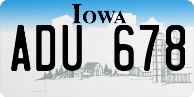 IA license plate ADU678