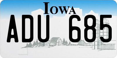 IA license plate ADU685
