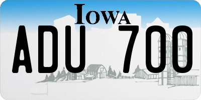 IA license plate ADU700