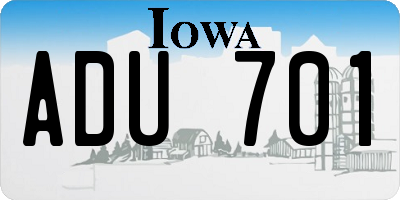 IA license plate ADU701