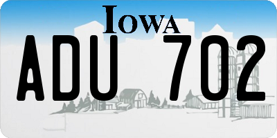 IA license plate ADU702
