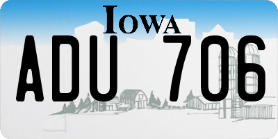 IA license plate ADU706