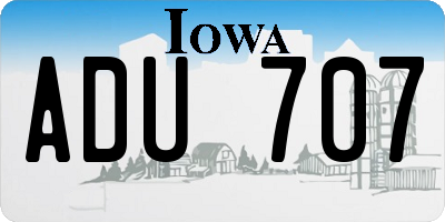 IA license plate ADU707