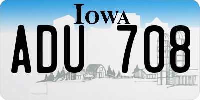 IA license plate ADU708