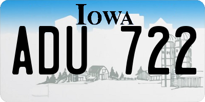IA license plate ADU722