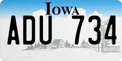 IA license plate ADU734