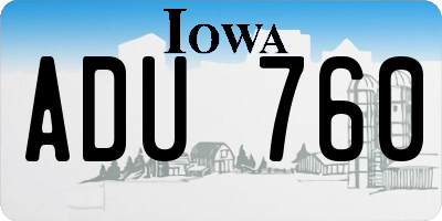 IA license plate ADU760