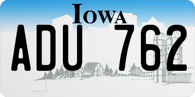 IA license plate ADU762