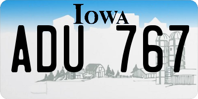 IA license plate ADU767