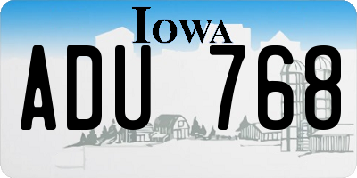 IA license plate ADU768