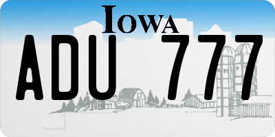 IA license plate ADU777