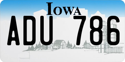 IA license plate ADU786