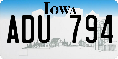 IA license plate ADU794
