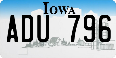 IA license plate ADU796