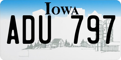 IA license plate ADU797