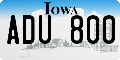IA license plate ADU800