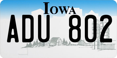 IA license plate ADU802