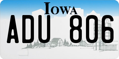 IA license plate ADU806