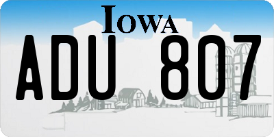 IA license plate ADU807