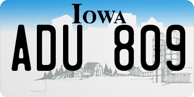 IA license plate ADU809