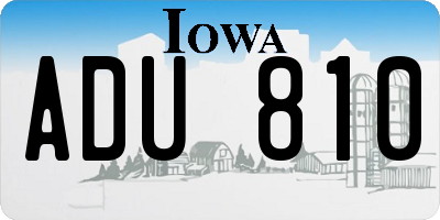 IA license plate ADU810