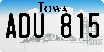 IA license plate ADU815