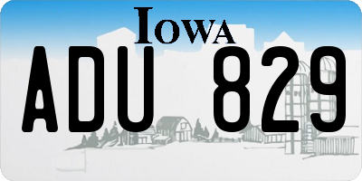 IA license plate ADU829