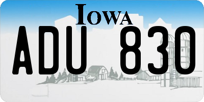 IA license plate ADU830