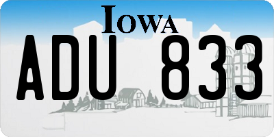 IA license plate ADU833