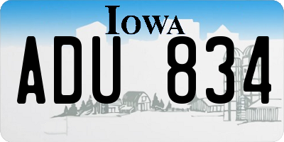 IA license plate ADU834