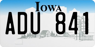 IA license plate ADU841