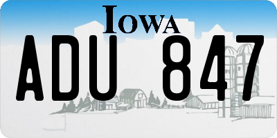 IA license plate ADU847