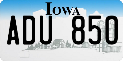 IA license plate ADU850