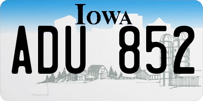 IA license plate ADU852