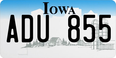 IA license plate ADU855