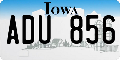 IA license plate ADU856