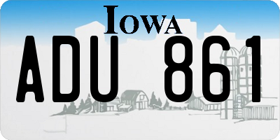 IA license plate ADU861