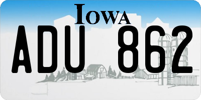 IA license plate ADU862