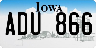 IA license plate ADU866