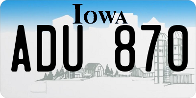 IA license plate ADU870